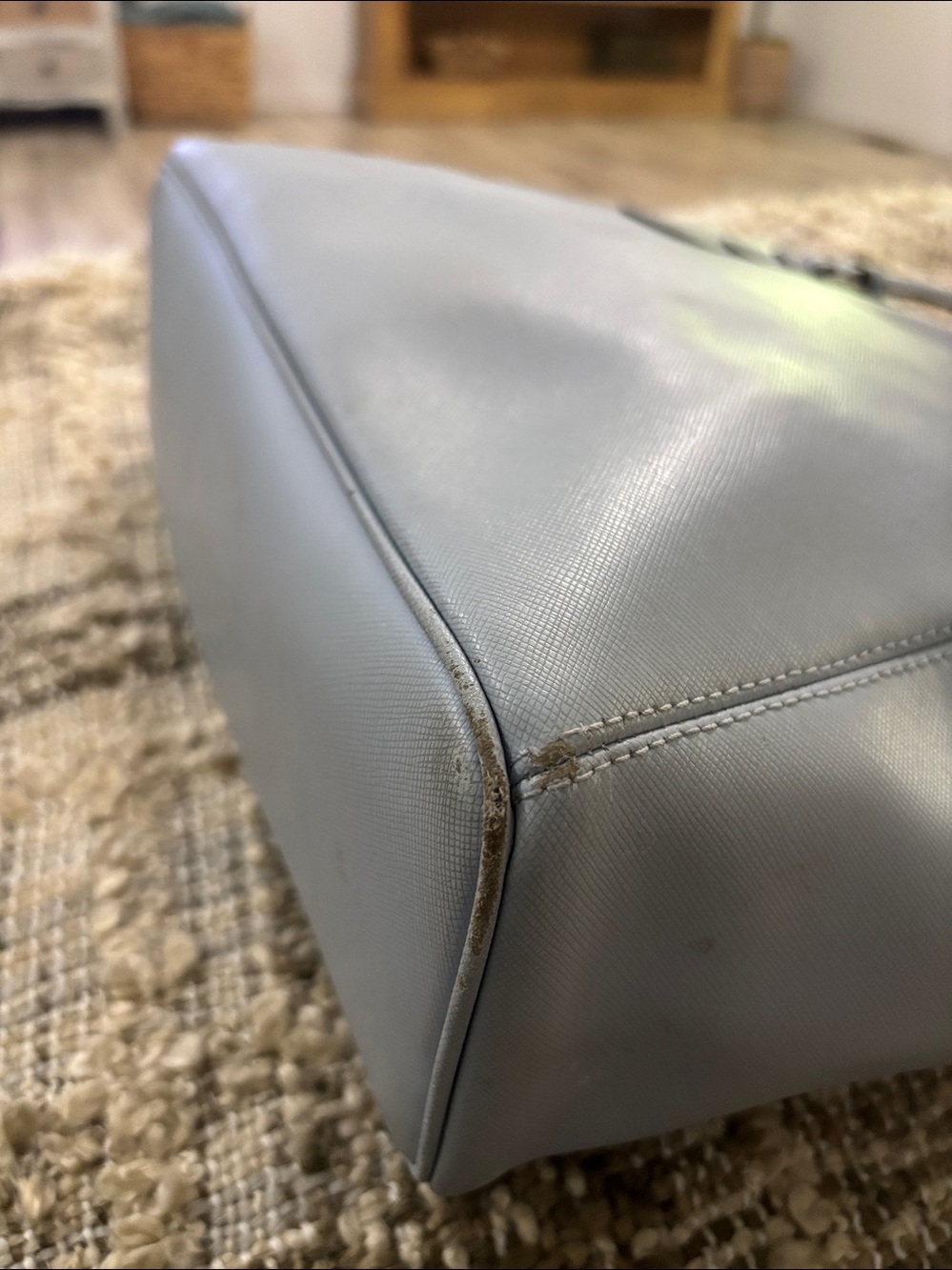 Coach Peyton Leather Tote Zip Top‎ in  blue saffiano-textured Shoulder Bag - Picture 13 of 16